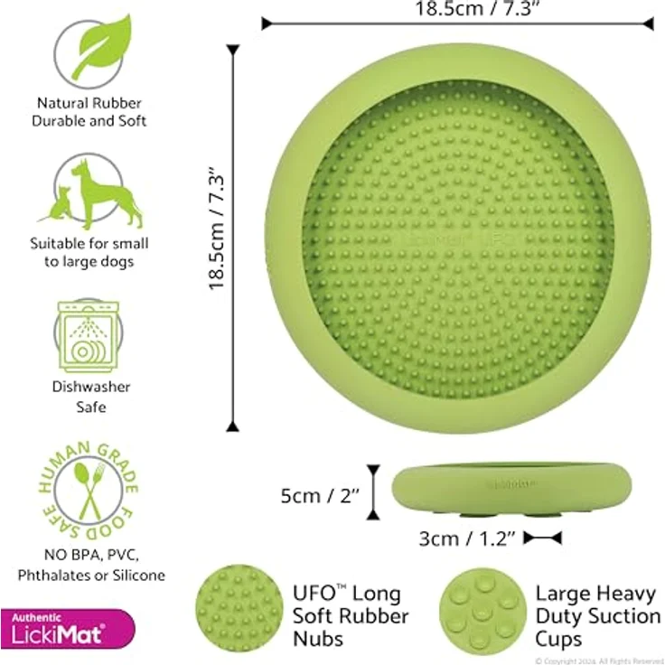LickiMat Antischlingnapf UFO - Leckmatte für Hunde Slowfeeder ø 19 cm, Naturkautschuk, verschiedene Farben – Bild 3
