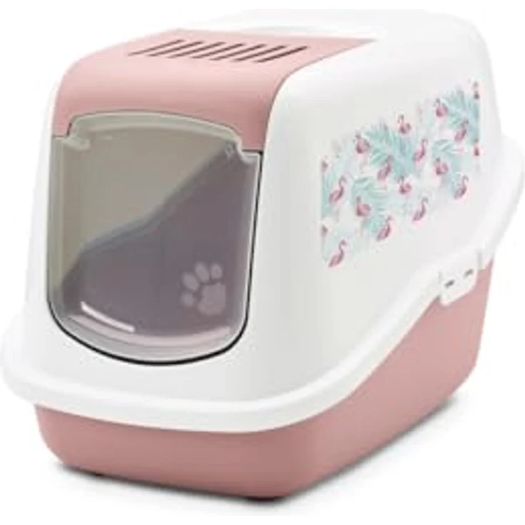 Savic Nestor Impression, Toilettenhaus für Katzen, pink, 56x39x38,5 cm, mit aufklappbarer Front und erhöhtem Rand – Bild 1
