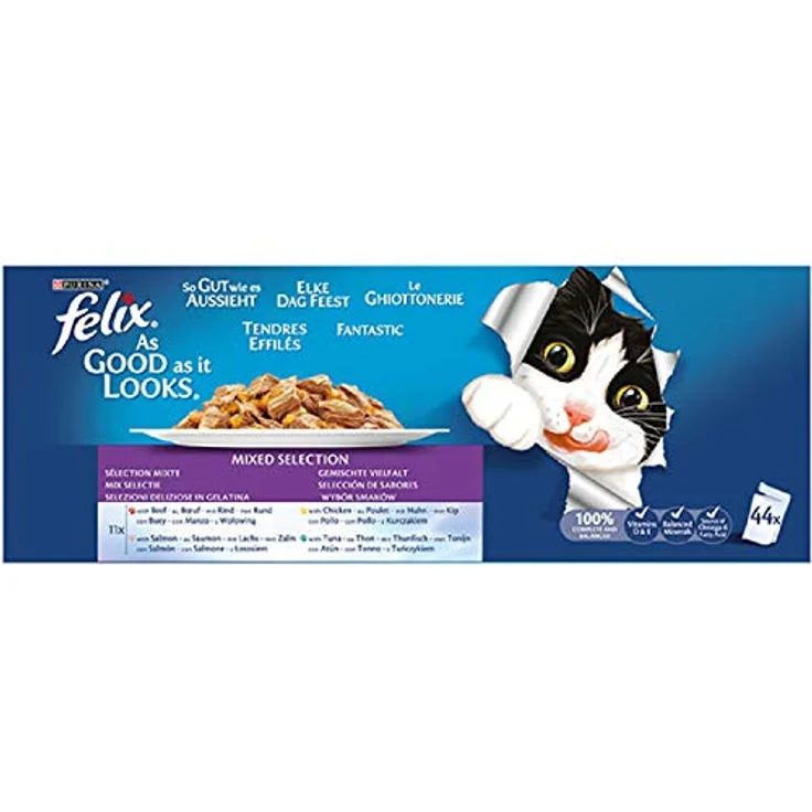 Felix Katzennassfutter Gelee Gemischte Vielfalt, 44 x 100 g Premium Portionsbeutel für Katzen – Bild 2