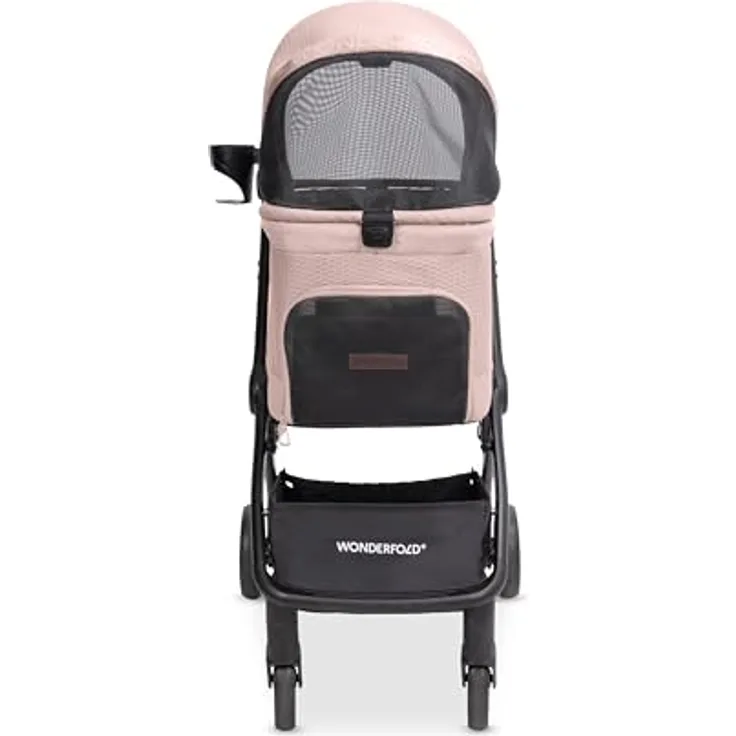 Wonderfold Bella Hunde-Transportbox, Buggy mit AutoFold-Funktion, leichtem Aluminiumrahmen und atmungsaktiver Mesh-Haube, bis 13 kg Traglast