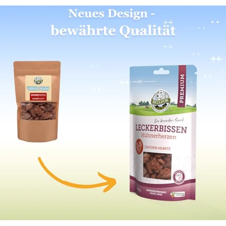 Bellfor Hühnerherzen, Gefriergetrockneter Hundesnack, 50 g, Getreidefrei, Proteinreich, ohne künstliche Zusätze – Bild 2