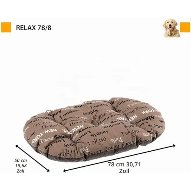 Ferplast Relax Hundekissen für mittelgroße Hunde und Katzen, waschbar, 78 x 50 CM, braun – Bild 2