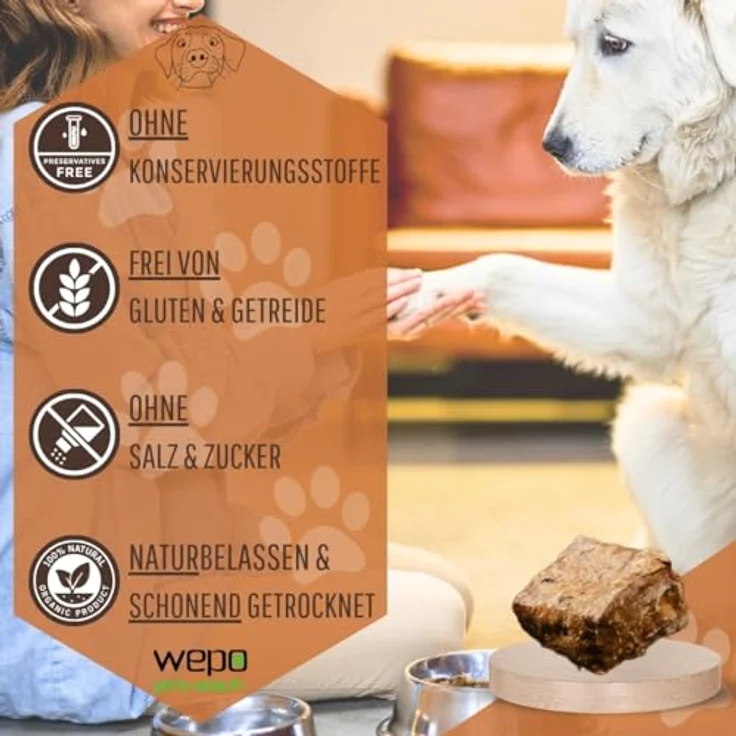 WEPO Hunde Leckerlis Rinderlunge getrocknet, 1kg - Gesunde Trainingssnacks, Premium Kausnack, 100% natürlich & glutenfrei, Made in DE – Bild 5