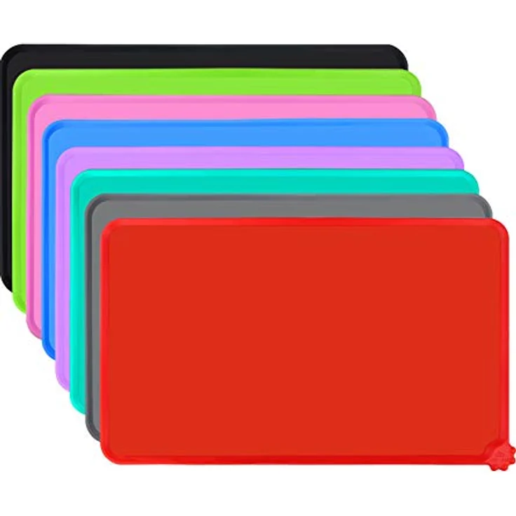 Joytale Silikon-Futtermatte für Hunde, rutschfeste wasserdichte Matte mit erhöhtem Rand, 47 x 30 cm, Rot – Bild 1