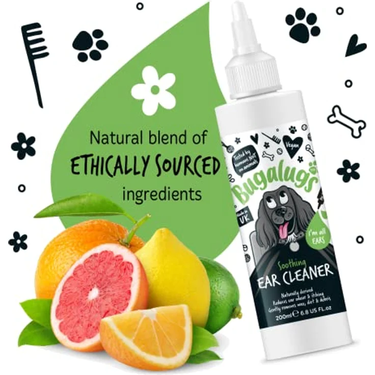 Bugalugs Hunde Ohrreiniger, beruhigende Flüssigkeit für saubere Ohren, 200 ml, 100% natürliche Inhaltsstoffe, für alle Haustiere – Bild 5