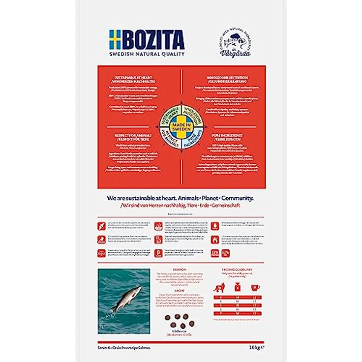 Bozita Grain Free Katzentrockenfutter mit Lachs 2kg – getreidefreies Futter für sensible Senior-Katzen ab 8 Jahren – 33 % Protein, 12 % Fett, ohne Zucker & Gentechnik – aus Schweden – Bild 2