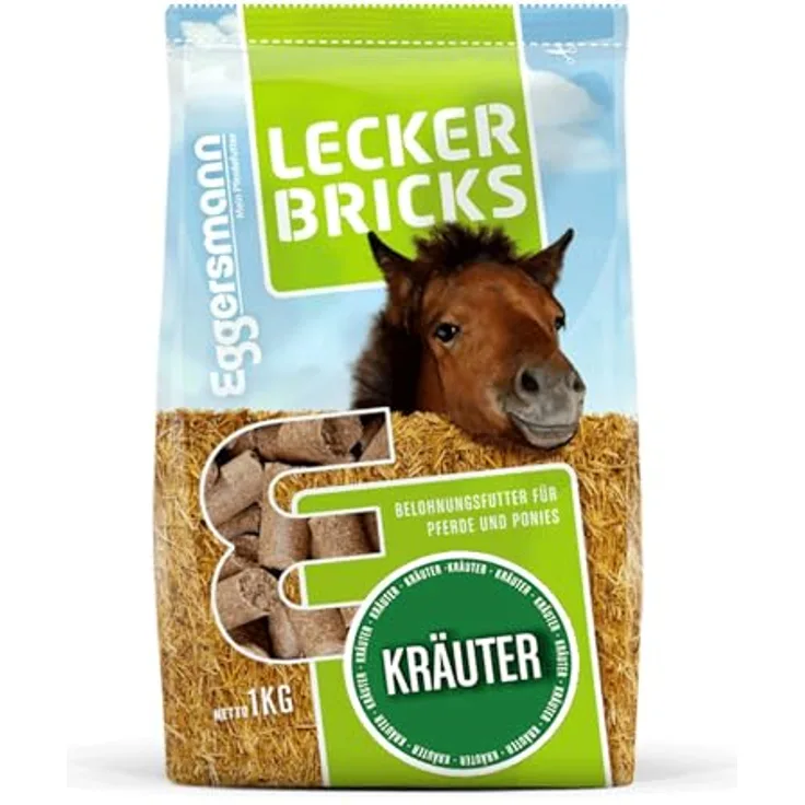 Eggersmann Mein Pferdefutter Lecker Bricks, 1kg Pferde-Leckerlis mit natürlichem Kräuter-Geschmack, ideal als Belohnung für Pferde & Ponys, hochwertige Zutaten