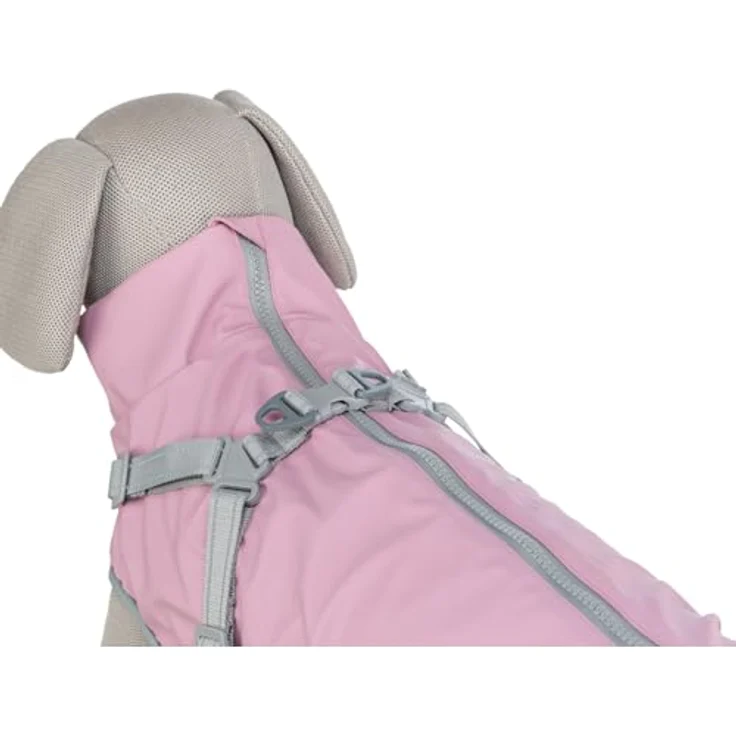 TRIXIE Geschirr-Mantel Pontis Rain, Hundebekleidung aus Polyurethan/Polyester mit reflektierenden Elementen, verstellbaren Beinschlaufen und elastischem Einsatz für bequemen Tragekomfort – Bild 4