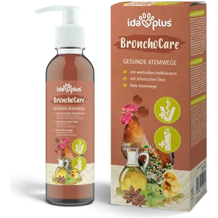 Ida Plus BronchoCare 200 ml für Hühner & Küken, Unterstützung der Atemwege mit ätherischen Ölen gegen Hühnerschnupfen