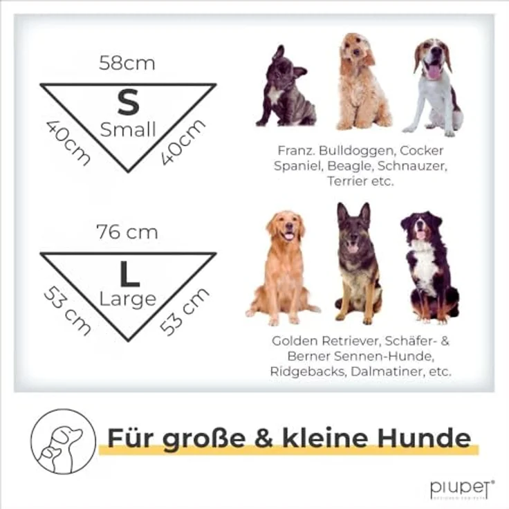 PiuPet® Hundehalstuch 2er Set, stylisches Bandana für große & kleine Hunde, Schwarz/Grün, Größe S (58x40x40cm), 100% Baumwolle, waschbar bei 40°C – Bild 3