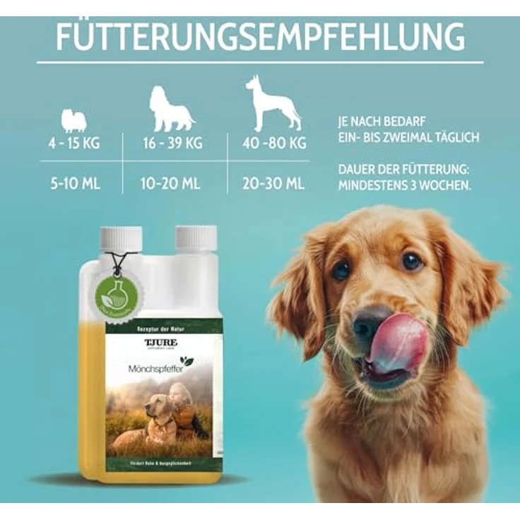 TJURE Mönchspfeffer Liquid 500ml, hormonelles Hundefutter zur Unterstützung des Hormonhaushalts ohne Zucker oder Alkohol – Bild 8