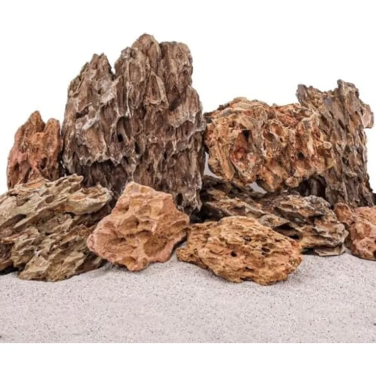 AquaOne Drachenstein, Naturstein für Aquascaping, 2-5 kg, Felsen Dekoration braun