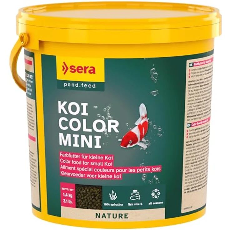 sera Koi Color Mini 3,8 L (1,4kg) | Farbfutter für Koi bis 12 cm | Spirulina, Gammarus & Krill | Ganzjährige Fütterung für optimale Farbausprägung – Bild 1