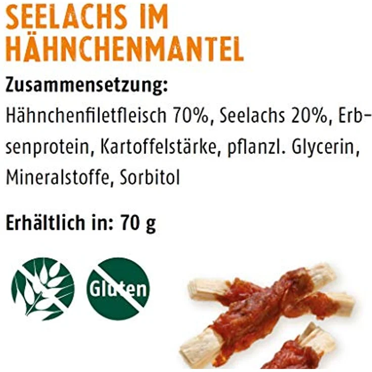 Christopherus Kausticks für Hunde, Seelachs im Hähnchenmantel, warmluftgetrocknet, 70 g, 100% natürliche Zutaten – Bild 3