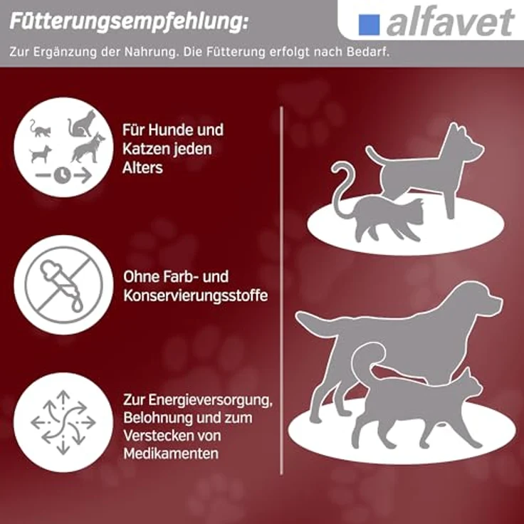 Alfavet ReConvales Päppelpaste Ergänzungsfuttermittel für kleine Hunde und Katzen, hohe Energie für Untergewicht, Tube 75g – Bild 5