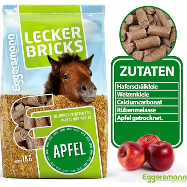 Eggersmann Mein Pferdefutter Pferde-Leckerlis 1 kg, Lecker Bricks mit natürlichem Apfel-Geschmack, hohe Qualität, ideal als Belohnung für Pferde und Ponys – Bild 4