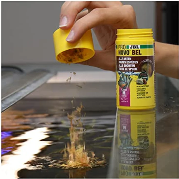 JBL PRONOVO BEL FLAKES, Hauptfutter für Zierfische 8-20 cm, Präbiotische Flocken mit natürlichen Rohstoffen, 100 ml – Bild 2