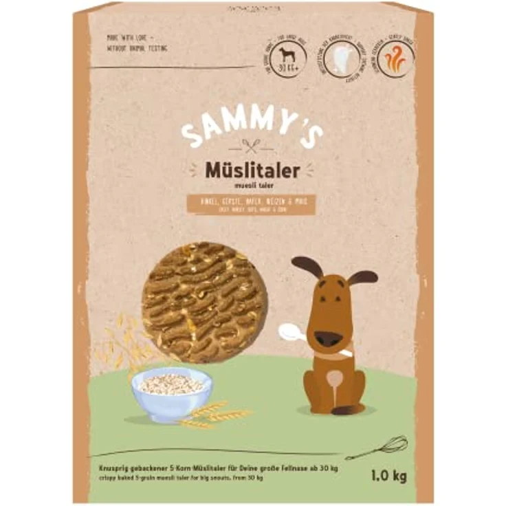Bosch Sammy's Müslitaler 1kg, 5-Korn-Hundesnacks für große Hunde ab 30 kg – Bild 1