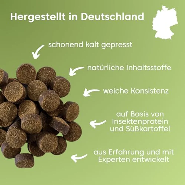 pfotenkumpels Bauchtanz Hundesnack – Verdauungshilfe mit Insektenprotein, Pflanzenkohle und Kräutern, hypoallergen und kaltgepresst 200g – Bild 5