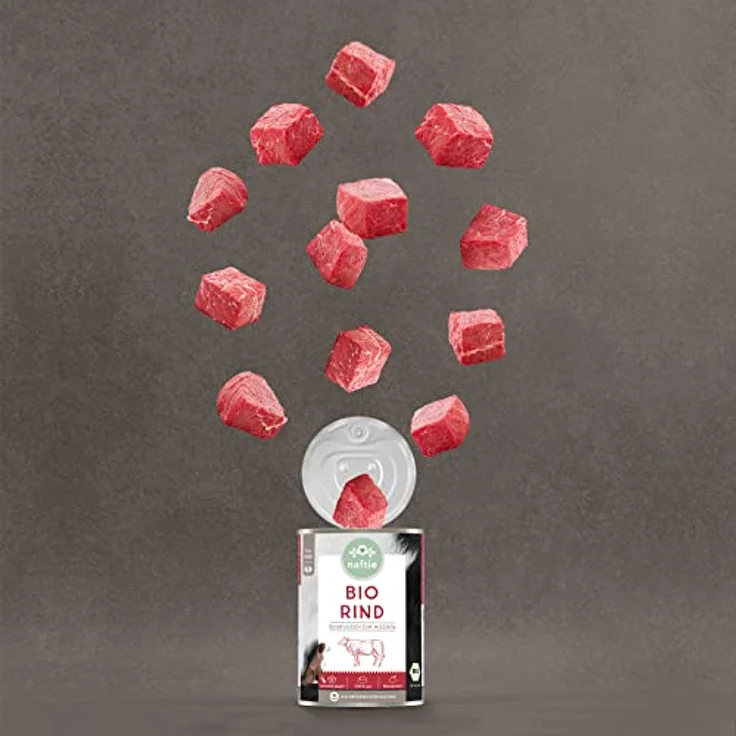 naftie Bio Hundefutter 100% Bio-Rind, Reinfleisch-Dose Rind pur, 400g, glutenfreies Nassfutter für Hunde, geeignet für Barf und Allergiker – Bild 4