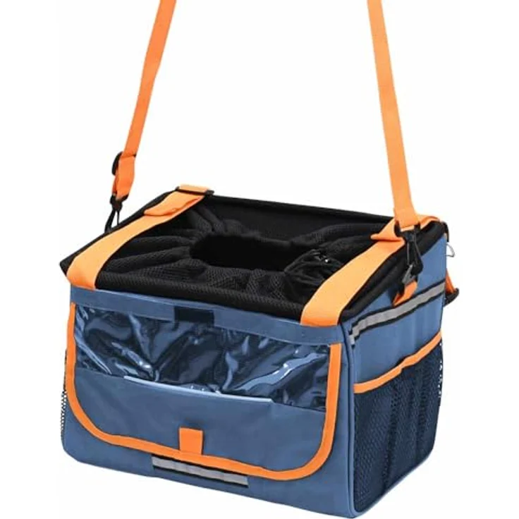 Nobby Fahrradtasche Devant, strapazierfähige Mikrofaser, abwaschbar, blau, 37 x 27 x 27 cm für Hunde bis 6 kg – Bild 1