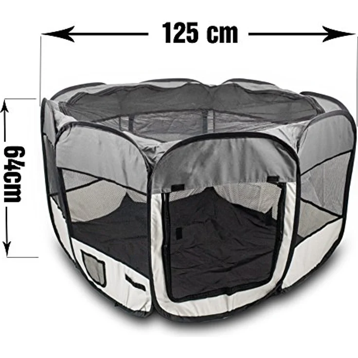 BITUXX® Welpenlaufstall, faltbarer Tierlaufstall für Hunde, ideal für drinnen und draußen, grün, inkl. Tragetasche – Bild 3