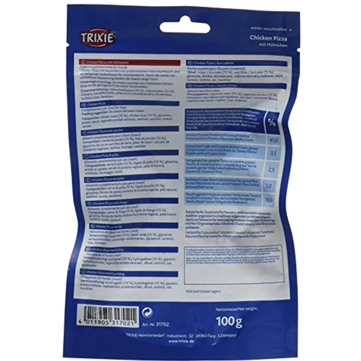 TRIXIE Premio Chicken Pizza Hundesnack, 100 g - Fettarm, ohne Zuckerzusatz, ideale Trainingsbelohnung für Hunde – Bild 2