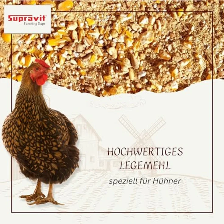 Supravit Legemehl für Hühner 25kg, GVO-frei, für stabile Eierschalen und hohe Legeleistung, mehrfach gereinigtes Legekorn – Bild 2