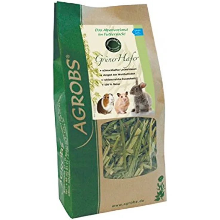Agrobs Grüner Hafer 150g, schmackhaftes Kleintierfutter mit hohem Rohfaseranteil, niedrigem Stärke- und Zuckeranteil