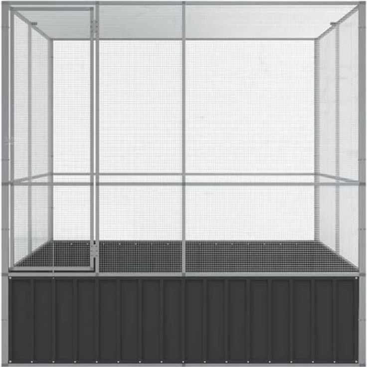 vidaXL Voliere, Vogelvoliere aus verzinktem Stahl mit Flügeltür, Haustierkäfig für Vögel, Kaninchen, Enten und Hühner, silber – Bild 4