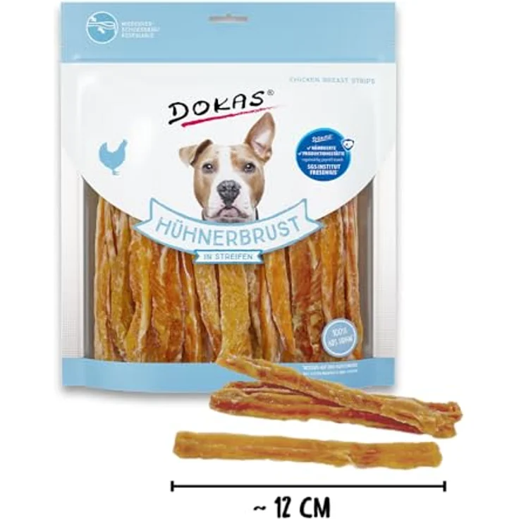 Dokas Hundesnack Hühnerbrust in Streifen, 500g, ohne Konservierungsmittel, für alle Hunde, reichhaltiger Hähnchengeschmack – Bild 2