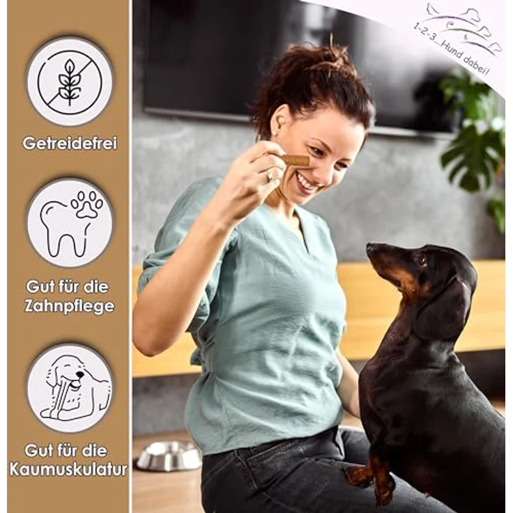123... Hund dabei! Kaurollen XXL 50er Tray Strauß, getreidefreier Dentalkaurolle für Hunde, Zahnpflege & langanhaltender Kauspaß – Bild 3