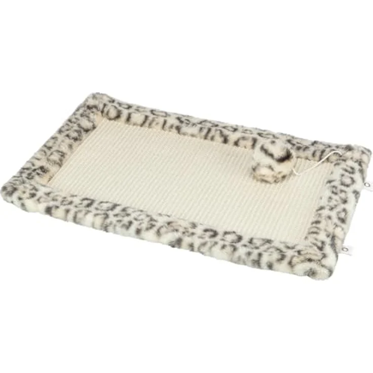 Trixie Kratzmatte Leo, Sisal 55 × 35 cm, Kratzspielzeug mit Plüschball zum Aufhängen oder Hinlegen – Bild 1