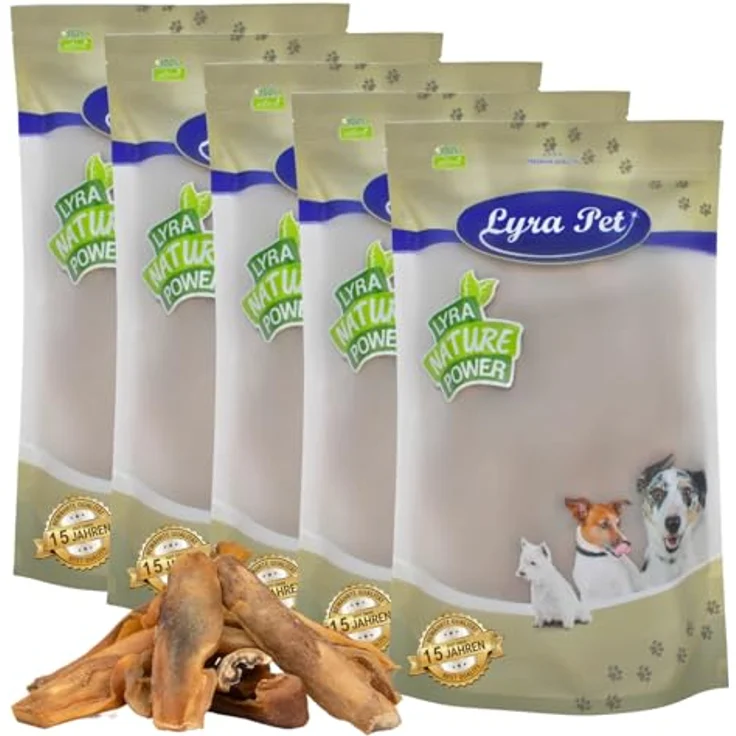 Lyra Pet® Rinderkopfhaut Goldbraun dunkel, 5 kg natürlicher Kausnack für Hunde, fettarm und gut verträglich – Bild 1