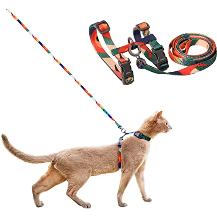 pidan Katzengeschirr und Leine, XL-Größe für große Katzen, ausbruchsicheres, verstellbares Geschirrset aus weichigem Seidenpolyester, Leinenlänge 120 cm