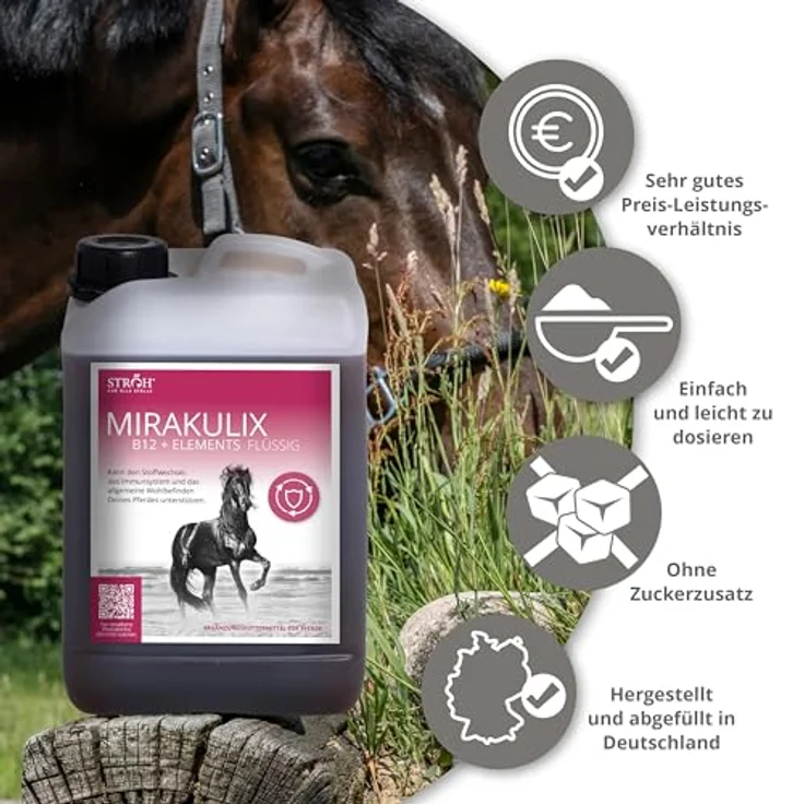 STRÖH MIRAKULIX (3l) Vitamin B12 für Pferde, Nahrungsergänzung zur Unterstützung von Immunsystem und Verdauung, immunstärkender Booster – Bild 5