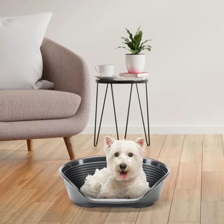 Ferplast Siesta Deluxe Hundebett, Kunststoff-Hundebett klein, waschbar, atmungsaktiv und rutschfest, 54 x 35 x 21,5 cm, Schwarz – Bild 3