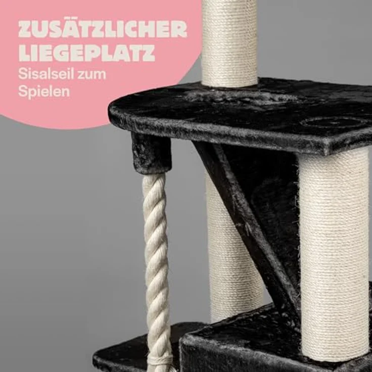 RHRQuality Kratzbaum Kilimandjaro de Luxe, 195 cm hoch, mit 12 cm Sisalstämmen und luxuriösem Liegeplatz, dunkelgrau – Bild 5