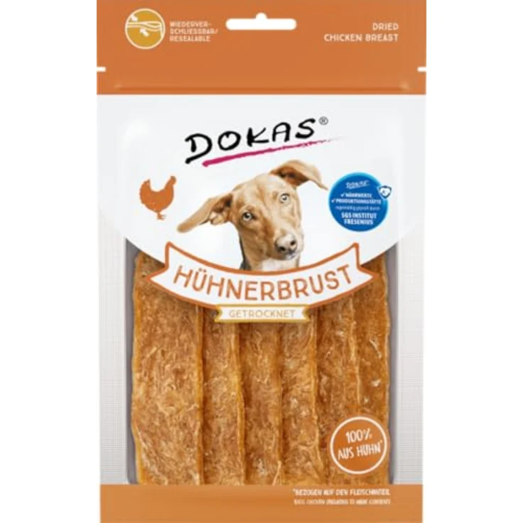 Dokas Hühnerbrust getrocknet, fettarmer Hundesnack aus 100% Hühnerbrustfilet, 70g – Bild 2