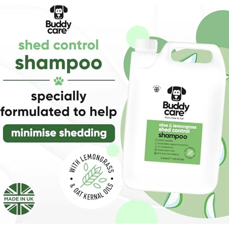 Buddycare Fellpflege-Shampoo zur Kontrolle des Haarausfalls bei Hunden, mit Aloe Vera und Pro-Vitamin B5, 5L – Bild 2