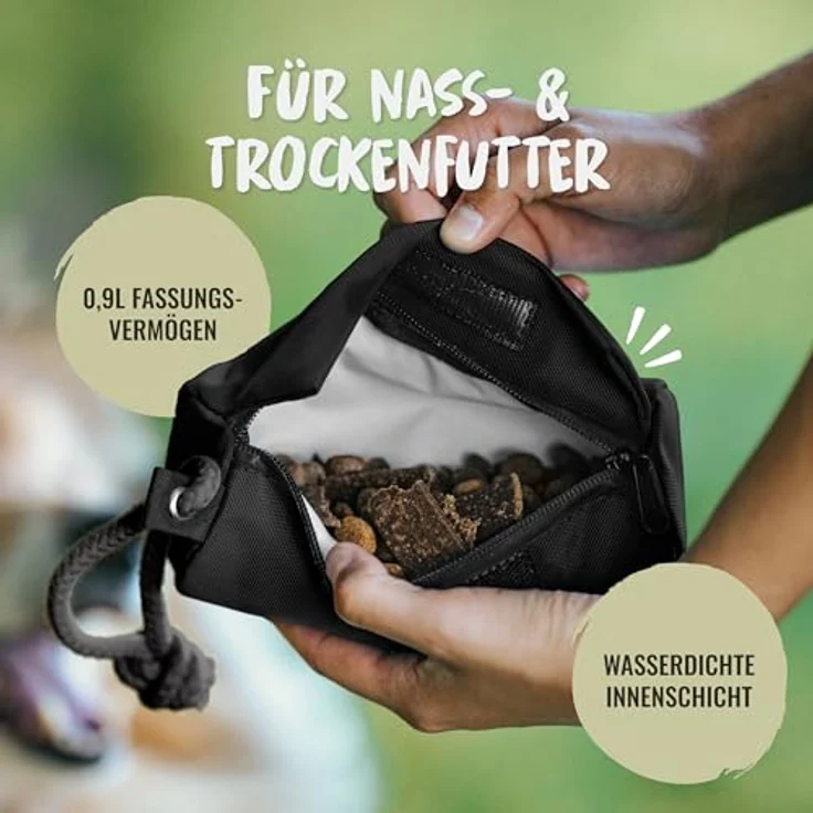 Rudelkönig Futterbeutel, Snackbeutel für Hundetraining mit Reißverschluss, schwarz – ideal für Rückruftraining und Apportieren – Bild 5