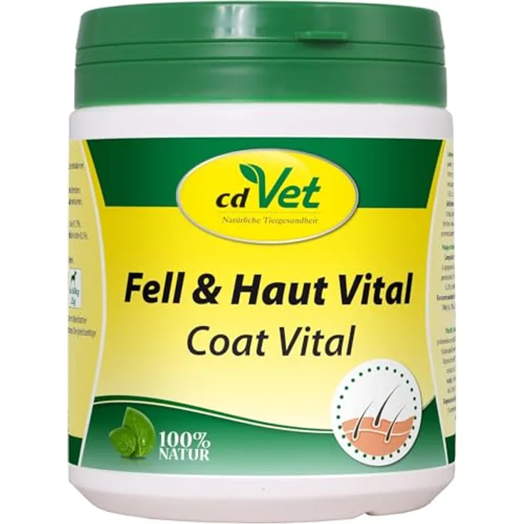 cdVet Fell & Haut Vital, Ergänzungsfuttermittel für Hunde und Katzen zur Unterstützung bei Fell- und Hautproblemen, 400 g