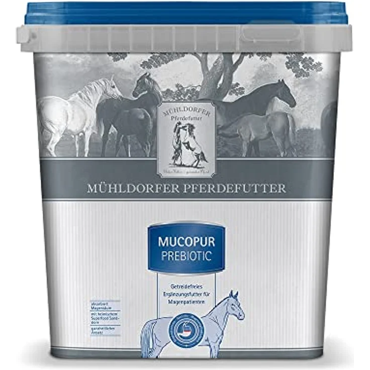 Mühldorfer Mucopur Prebiotic, 2 kg Pferdefutter für Magenprobleme, getreidefrei mit Superfood Sanddorn, reich an L-Tryptophan und Inulin – Bild 1