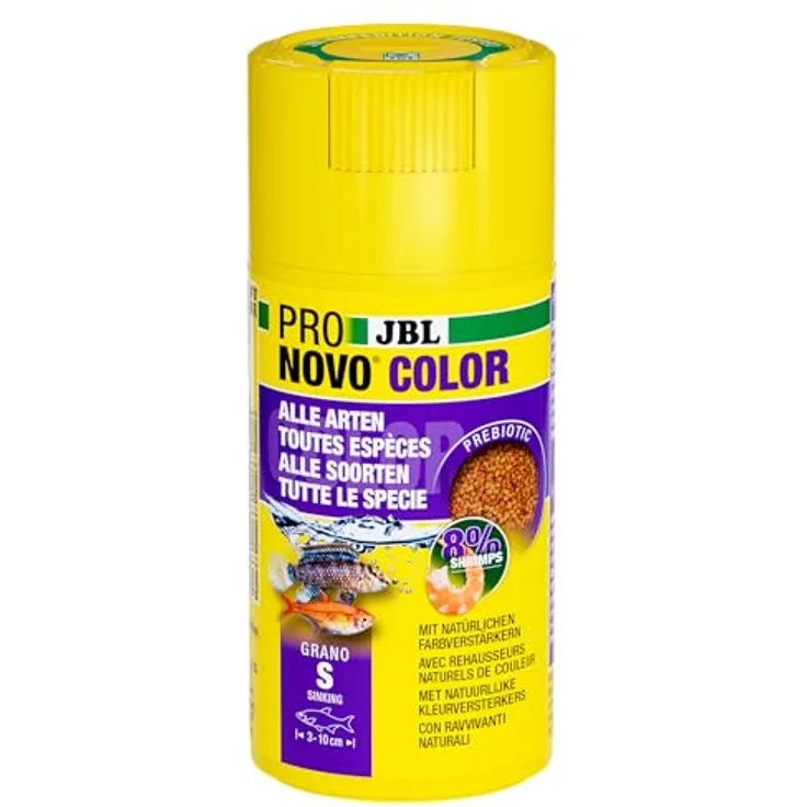 JBL PRONOVO COLOR GRANO CLICK, Farbfutter-Granulat für Aquarienfische von 3-10 cm, prebiotisch, 100 ml, Klickdosierer – Bild 2