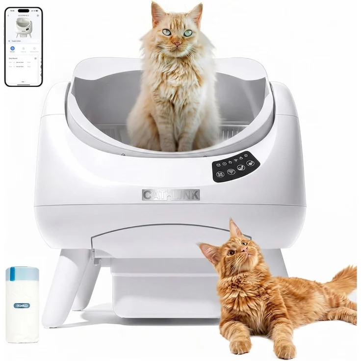 CATLINK Katzentoilette Open-X XXL, Selbstreinigendes Katzenklo mit WLAN App, 12L, Für alle Streuarten, Geruchskontrolle, Ideal für mehrere Katzen
