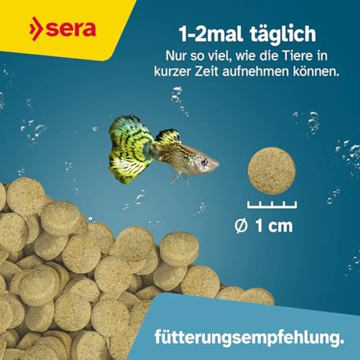 sera O-Nip Stickies 250 ml (169 g), haftende Leckerbissen-Tabs für Zierfische mit Mückenlarven, Tubifex & 7% Krill, ohne Farb- & Konservierungsstoffe, wasserfreundlich, zur Beobachtung am Aquarienglas – Bild 3