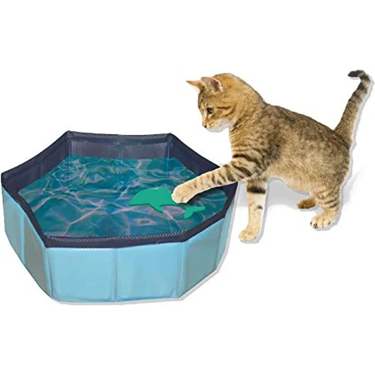 Croci Pool Spielzeug für Katzen, 30 x 10 cm, robustes Kunststoffspielzeug mit schimmerndem Boden, 2er Pack