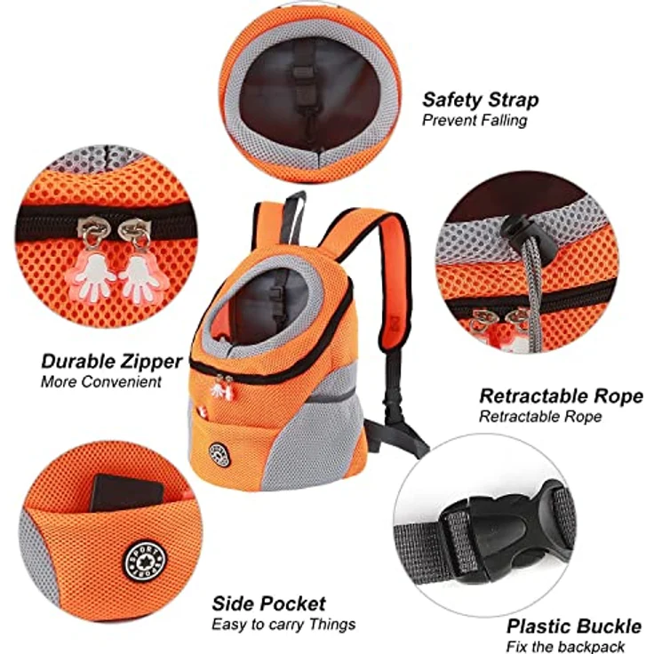 M MUNCASO Hundetrage-Rucksack für kleine Haustiere, atmungsaktives Head-Out-Design, verstellbare Träger, wasserdichter Boden, Medium für Hunde bis 6 kg – Bild 2