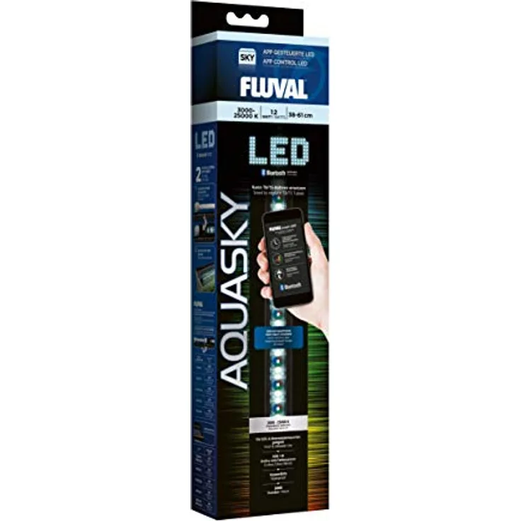 Fluval AquaSky 2.0, LED-Aquariumbeleuchtung mit 12 W und Steuerung über Fluval SmartApp, 24-Stunden-Zyklus und Wettereffekte
