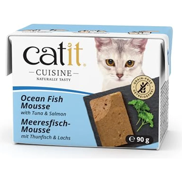 Catit Cuisine Premium Nassfutter für Katzen, Mousse mit Meeresfisch (Thunfisch & Lachs), 90g, getreidefrei, hoher Fleischanteil – Bild 1